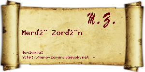 Merő Zorán névjegykártya